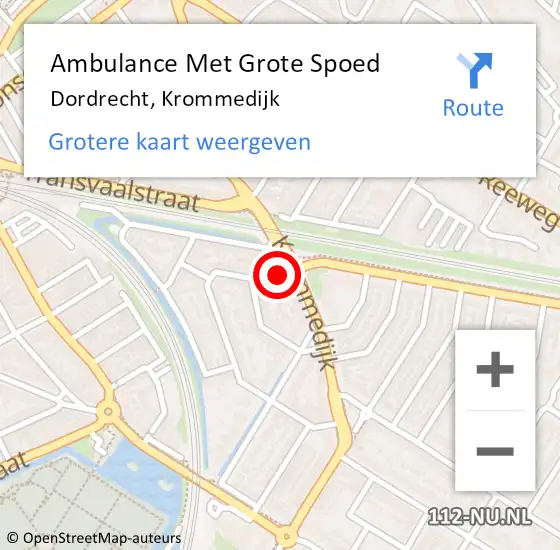 Locatie op kaart van de 112 melding: Ambulance Met Grote Spoed Naar Dordrecht, Krommedijk op 17 juni 2024 08:42