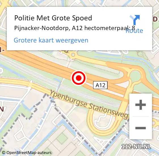 Locatie op kaart van de 112 melding: Politie Met Grote Spoed Naar Pijnacker-Nootdorp, A12 hectometerpaal: 8 op 17 juni 2024 08:48