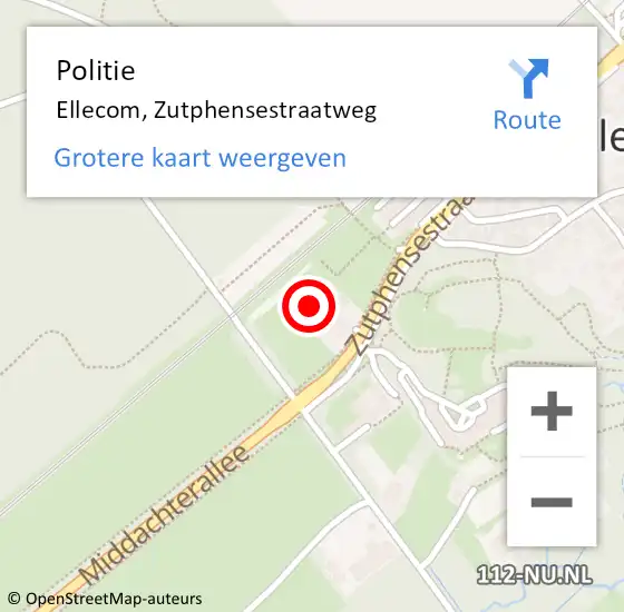 Locatie op kaart van de 112 melding: Politie Ellecom, Zutphensestraatweg op 17 juni 2024 08:52