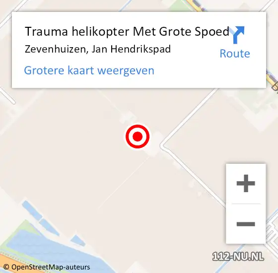 Locatie op kaart van de 112 melding: Trauma helikopter Met Grote Spoed Naar Zevenhuizen, Jan Hendrikspad op 17 juni 2024 09:13