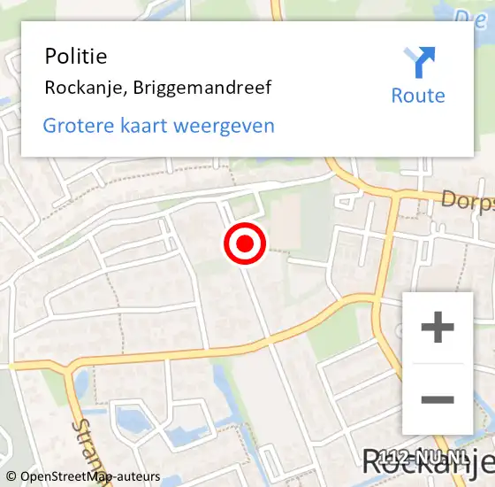 Locatie op kaart van de 112 melding: Politie Rockanje, Briggemandreef op 17 juni 2024 09:33