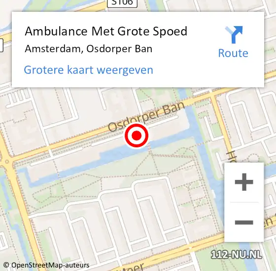 Locatie op kaart van de 112 melding: Ambulance Met Grote Spoed Naar Amsterdam, Osdorper Ban op 17 juni 2024 09:33