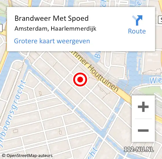Locatie op kaart van de 112 melding: Brandweer Met Spoed Naar Amsterdam, Haarlemmerdijk op 17 juni 2024 09:51