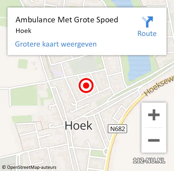 Locatie op kaart van de 112 melding: Ambulance Met Grote Spoed Naar Hoek op 17 juni 2024 09:53