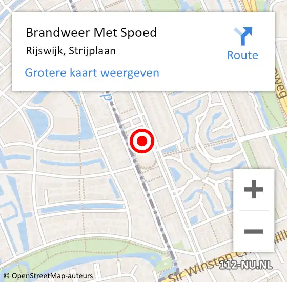 Locatie op kaart van de 112 melding: Brandweer Met Spoed Naar Rijswijk, Strijplaan op 17 juni 2024 09:58