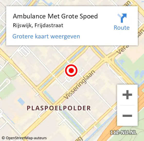 Locatie op kaart van de 112 melding: Ambulance Met Grote Spoed Naar Rijswijk, Frijdastraat op 17 juni 2024 09:58