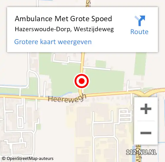 Locatie op kaart van de 112 melding: Ambulance Met Grote Spoed Naar Hazerswoude-Dorp, Westzijdeweg op 17 juni 2024 10:01