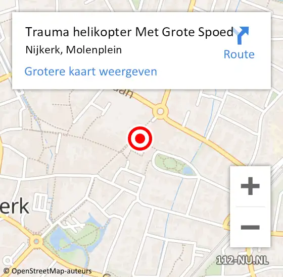 Locatie op kaart van de 112 melding: Trauma helikopter Met Grote Spoed Naar Nijkerk, Molenplein op 17 juni 2024 10:01
