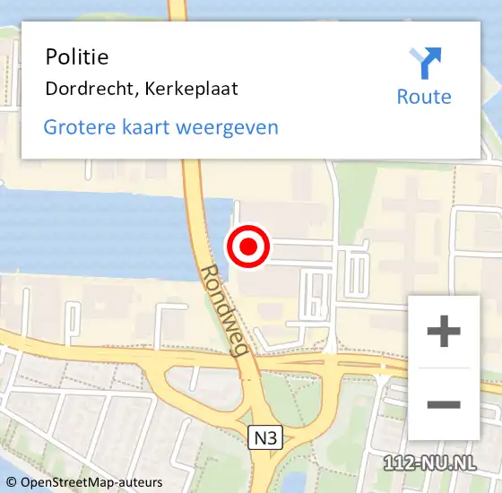 Locatie op kaart van de 112 melding: Politie Dordrecht, Kerkeplaat op 17 juni 2024 10:13