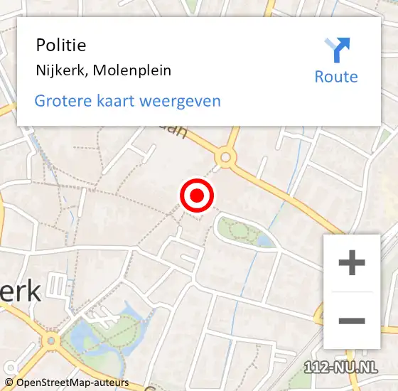 Locatie op kaart van de 112 melding: Politie Nijkerk, Molenplein op 17 juni 2024 10:18