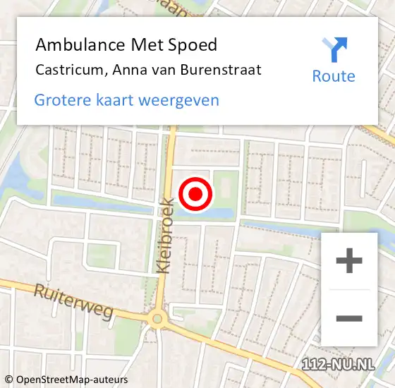 Locatie op kaart van de 112 melding: Ambulance Met Spoed Naar Castricum, Anna van Burenstraat op 17 juni 2024 10:19