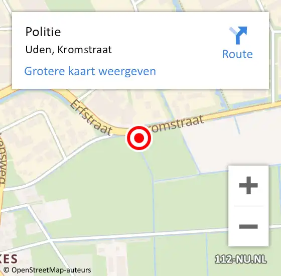 Locatie op kaart van de 112 melding: Politie Uden, Kromstraat op 17 juni 2024 10:26