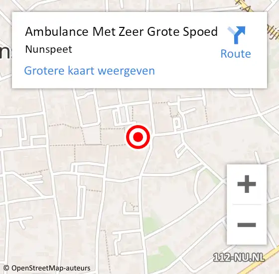 Locatie op kaart van de 112 melding: Ambulance Met Zeer Grote Spoed Naar Nunspeet op 17 juni 2024 10:34