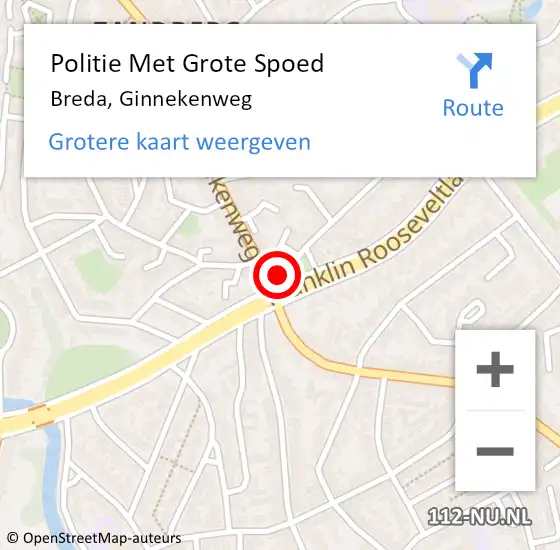 Locatie op kaart van de 112 melding: Politie Met Grote Spoed Naar Breda, Ginnekenweg op 17 juni 2024 10:55