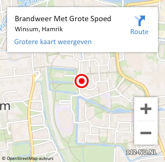 Locatie op kaart van de 112 melding: Brandweer Met Grote Spoed Naar Winsum, Hamrik op 17 juni 2024 10:59