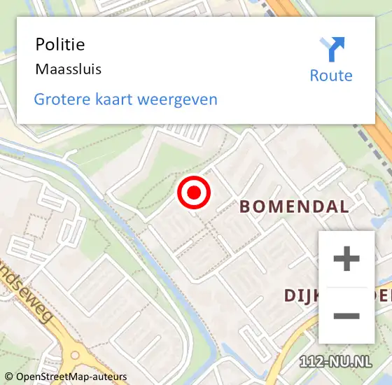 Locatie op kaart van de 112 melding: Politie Maassluis op 17 juni 2024 11:05