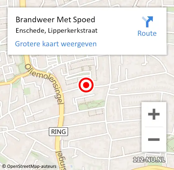 Locatie op kaart van de 112 melding: Brandweer Met Spoed Naar Enschede, Lipperkerkstraat op 17 juni 2024 11:13