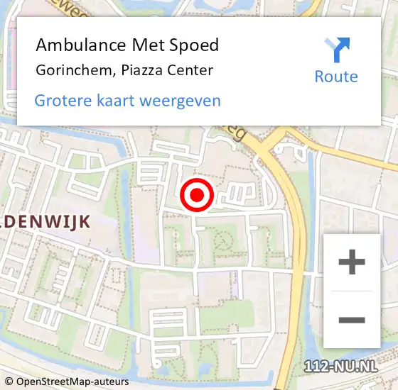 Locatie op kaart van de 112 melding: Ambulance Met Spoed Naar Gorinchem, Piazza Center op 17 juni 2024 11:13