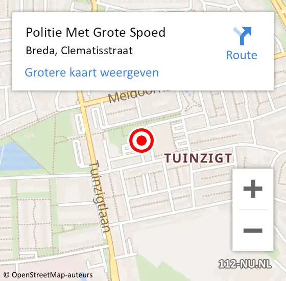 Locatie op kaart van de 112 melding: Politie Met Grote Spoed Naar Breda, Clematisstraat op 17 juni 2024 11:23