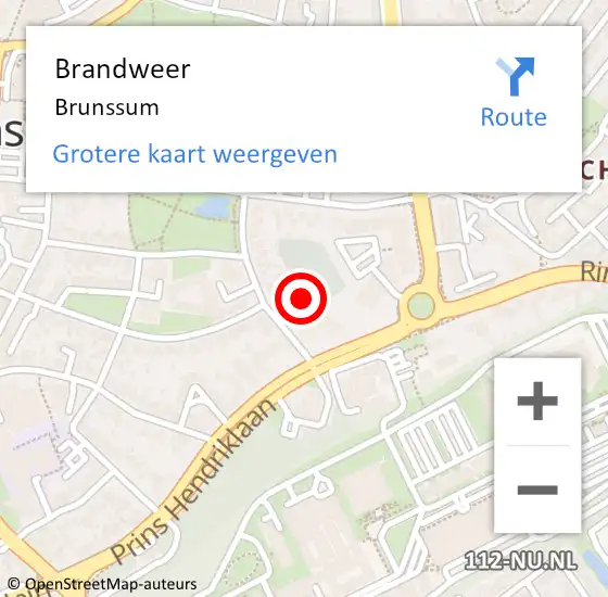 Locatie op kaart van de 112 melding: Brandweer Brunssum op 17 juni 2024 11:30