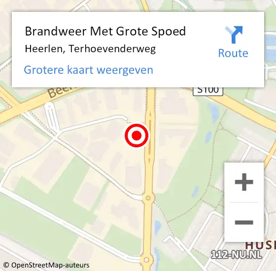 Locatie op kaart van de 112 melding: Brandweer Met Grote Spoed Naar Heerlen, Terhoevenderweg op 17 juni 2024 11:34