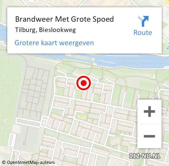 Locatie op kaart van de 112 melding: Brandweer Met Grote Spoed Naar Tilburg, Bieslookweg op 17 juni 2024 11:39