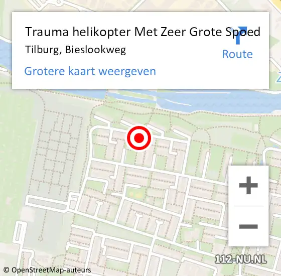 Locatie op kaart van de 112 melding: Trauma helikopter Met Zeer Grote Spoed Naar Tilburg, Bieslookweg op 17 juni 2024 11:42