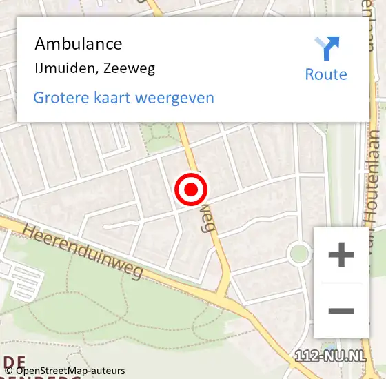 Locatie op kaart van de 112 melding: Ambulance IJmuiden, Zeeweg op 17 juni 2024 11:46