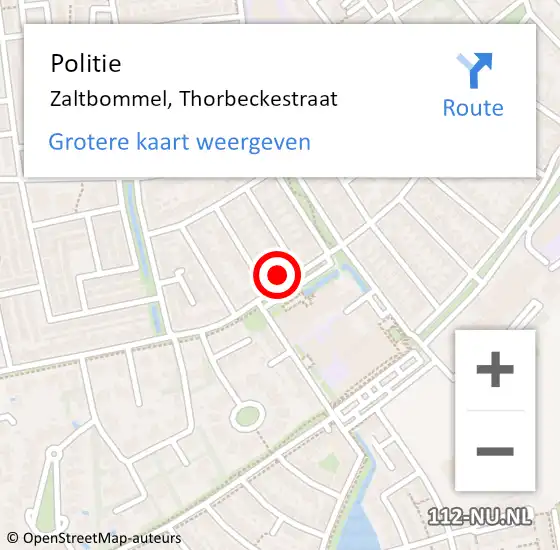 Locatie op kaart van de 112 melding: Politie Zaltbommel, Thorbeckestraat op 17 juni 2024 11:50