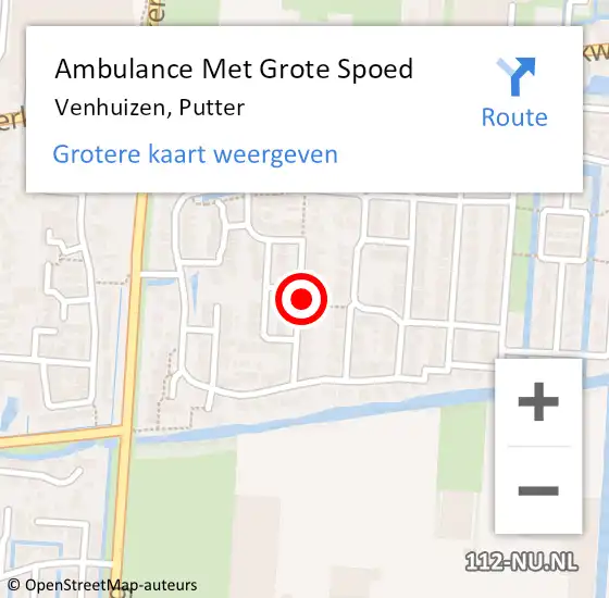 Locatie op kaart van de 112 melding: Ambulance Met Grote Spoed Naar Venhuizen, Putter op 17 juni 2024 11:50