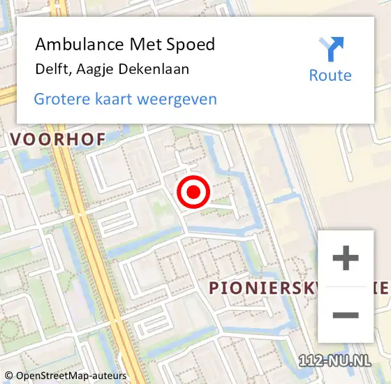 Locatie op kaart van de 112 melding: Ambulance Met Spoed Naar Delft, Aagje Dekenlaan op 17 juni 2024 12:09