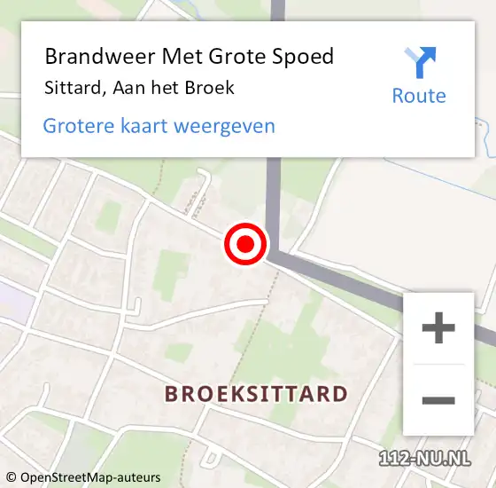 Locatie op kaart van de 112 melding: Brandweer Met Grote Spoed Naar Sittard, Aan het Broek op 17 juni 2024 12:11