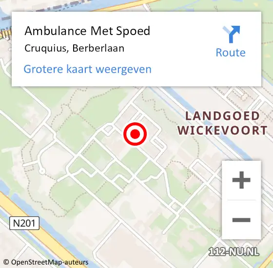 Locatie op kaart van de 112 melding: Ambulance Met Spoed Naar Cruquius, Berberlaan op 17 juni 2024 12:18