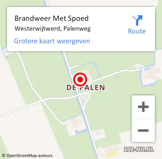 Locatie op kaart van de 112 melding: Brandweer Met Spoed Naar Westerwijtwerd, Palenweg op 17 juni 2024 12:27