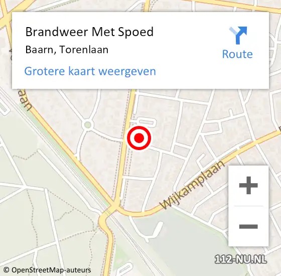 Locatie op kaart van de 112 melding: Brandweer Met Spoed Naar Baarn, Torenlaan op 17 juni 2024 12:29