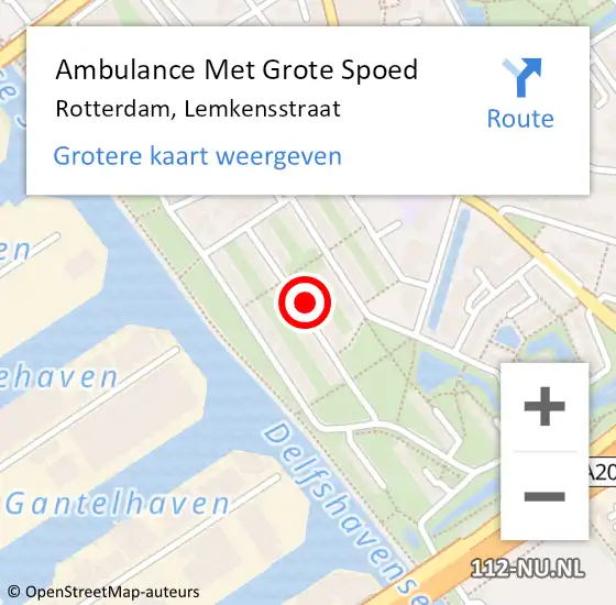 Locatie op kaart van de 112 melding: Ambulance Met Grote Spoed Naar Rotterdam, Lemkensstraat op 17 juni 2024 12:45