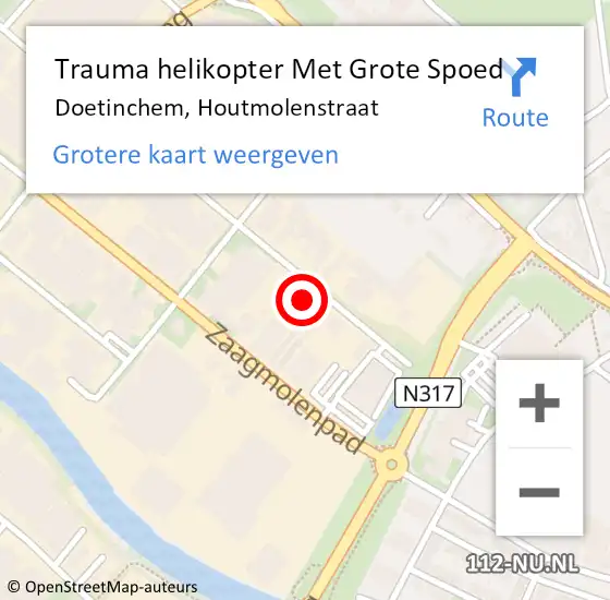 Locatie op kaart van de 112 melding: Trauma helikopter Met Grote Spoed Naar Doetinchem, Houtmolenstraat op 17 juni 2024 12:48
