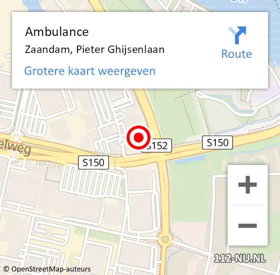 Locatie op kaart van de 112 melding: Ambulance Zaandam, Pieter Ghijsenlaan op 17 juni 2024 12:51