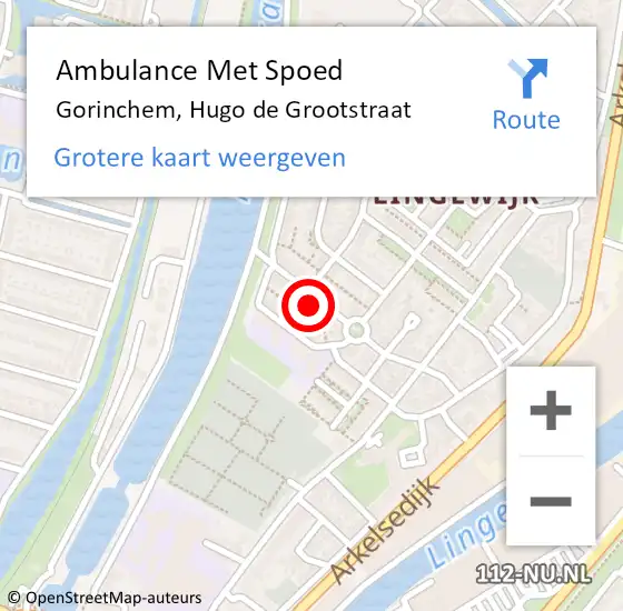 Locatie op kaart van de 112 melding: Ambulance Met Spoed Naar Gorinchem, Hugo de Grootstraat op 17 juni 2024 12:56