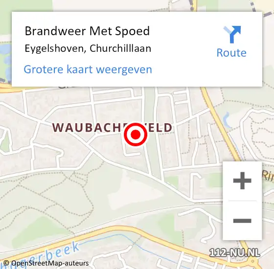 Locatie op kaart van de 112 melding: Brandweer Met Spoed Naar Eygelshoven, Churchilllaan op 17 juni 2024 13:05