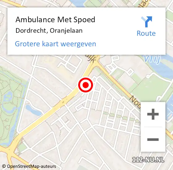 Locatie op kaart van de 112 melding: Ambulance Met Spoed Naar Dordrecht, Oranjelaan op 17 juni 2024 13:12