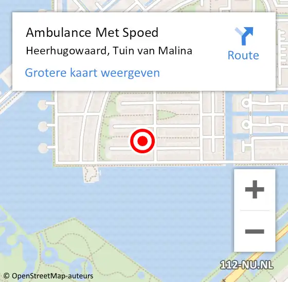 Locatie op kaart van de 112 melding: Ambulance Met Spoed Naar Heerhugowaard, Tuin van Malina op 17 juni 2024 13:15