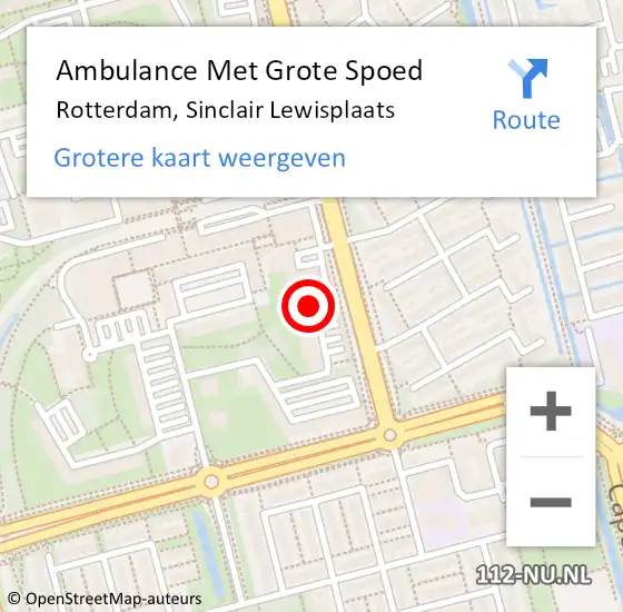 Locatie op kaart van de 112 melding: Ambulance Met Grote Spoed Naar Rotterdam, Sinclair Lewisplaats op 17 juni 2024 13:15