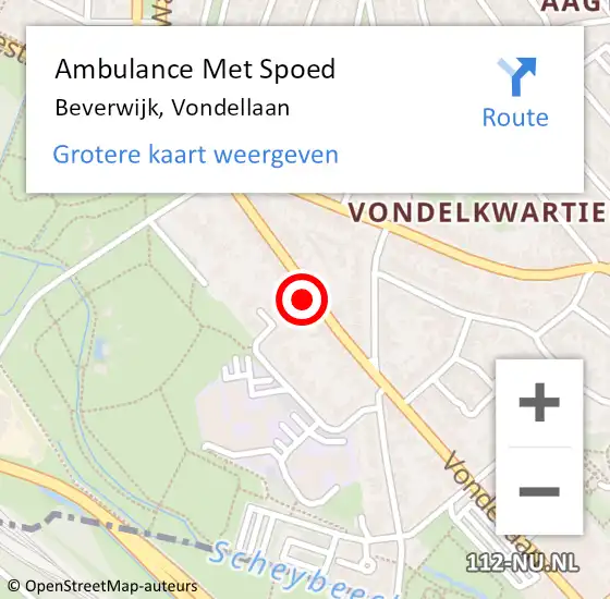 Locatie op kaart van de 112 melding: Ambulance Met Spoed Naar Beverwijk, Vondellaan op 17 juni 2024 13:23