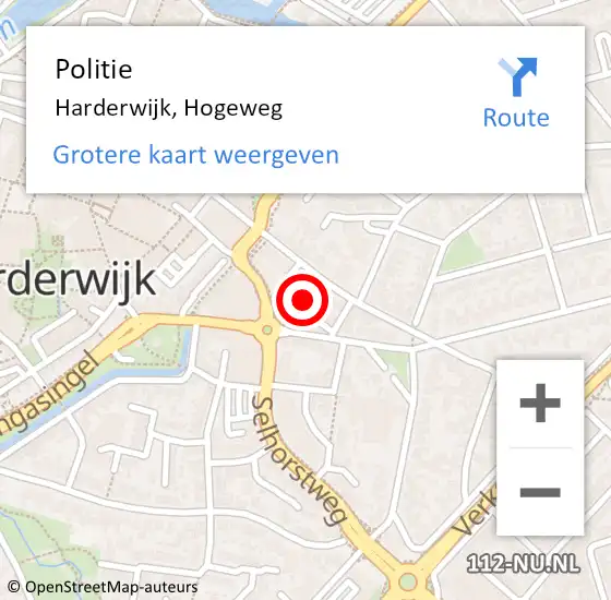 Locatie op kaart van de 112 melding: Politie Harderwijk, Hogeweg op 17 juni 2024 13:28