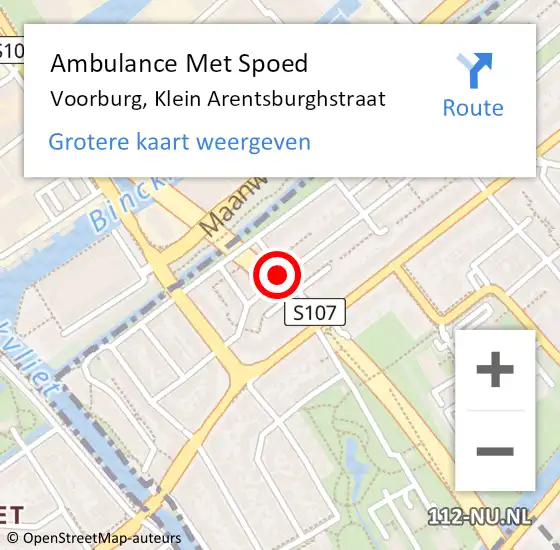 Locatie op kaart van de 112 melding: Ambulance Met Spoed Naar Voorburg, Klein Arentsburghstraat op 17 juni 2024 13:33