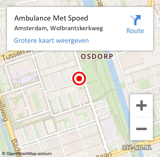 Locatie op kaart van de 112 melding: Ambulance Met Spoed Naar Amsterdam, Wolbrantskerkweg op 17 juni 2024 13:38