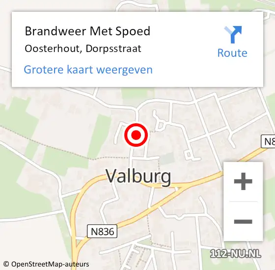 Locatie op kaart van de 112 melding: Brandweer Met Spoed Naar Oosterhout, Dorpsstraat op 17 juni 2024 13:44