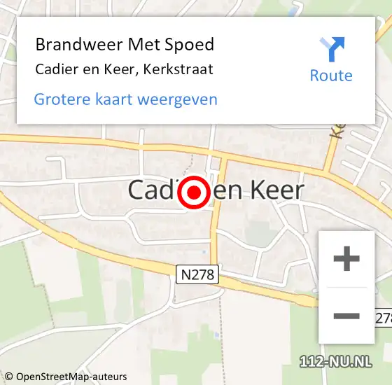 Locatie op kaart van de 112 melding: Brandweer Met Spoed Naar Cadier en Keer, Kerkstraat op 17 juni 2024 13:53