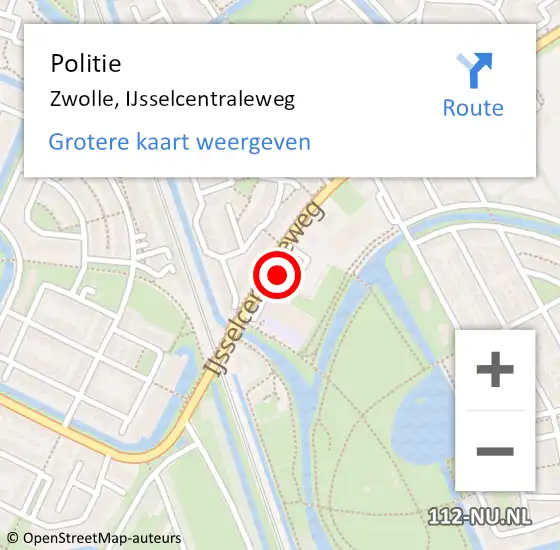 Locatie op kaart van de 112 melding: Politie Zwolle, IJsselcentraleweg op 17 juni 2024 13:54